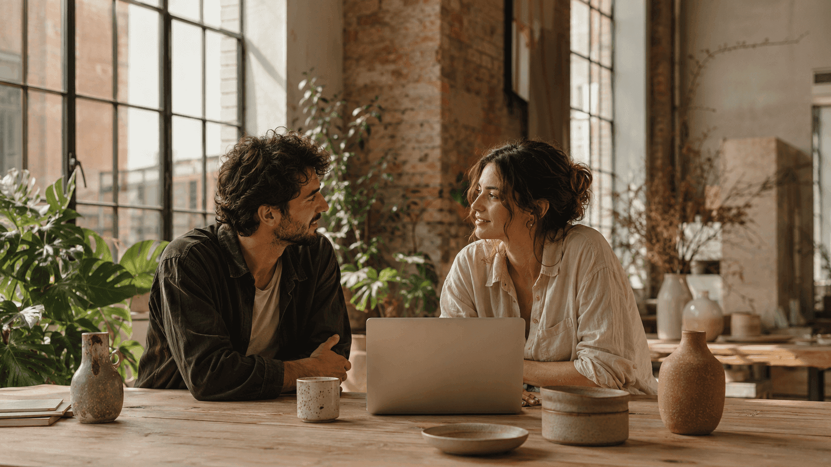 Handsome founders in their Milan loft co-working space