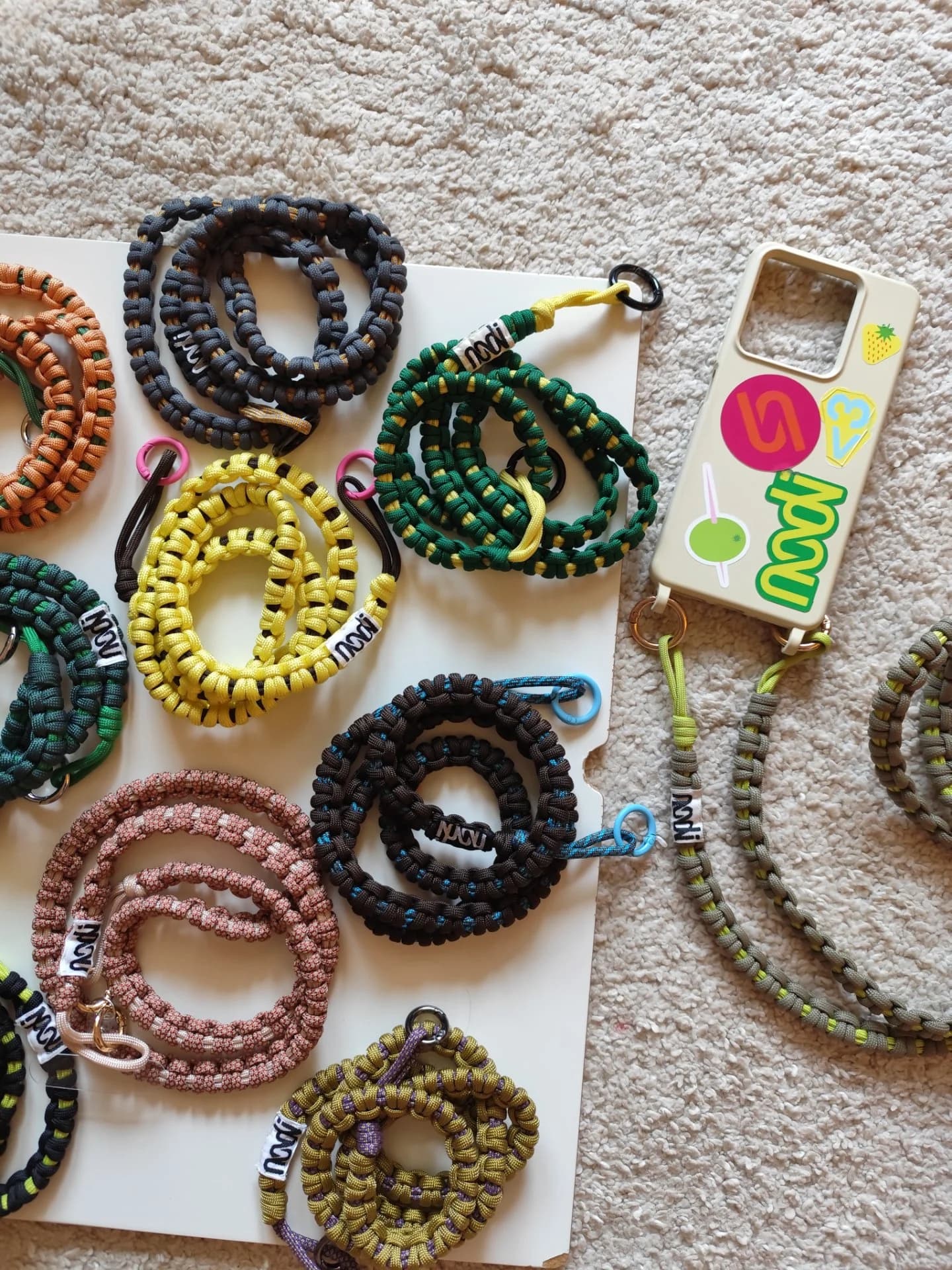 Hand-woven accessories made from colourful cords by NODI Accessories